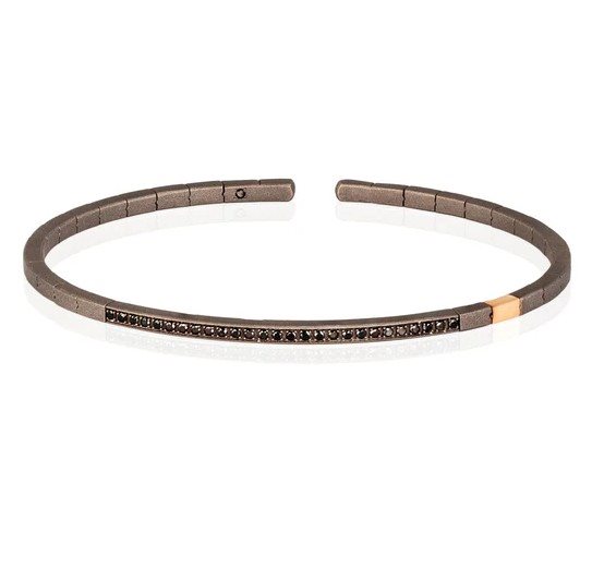 Bracciale Mano-J. Uomo in Titanio Diamante Black 0.28 Ct SPRBRT27BRGBR_M - SPRBRT27BRGBR_M